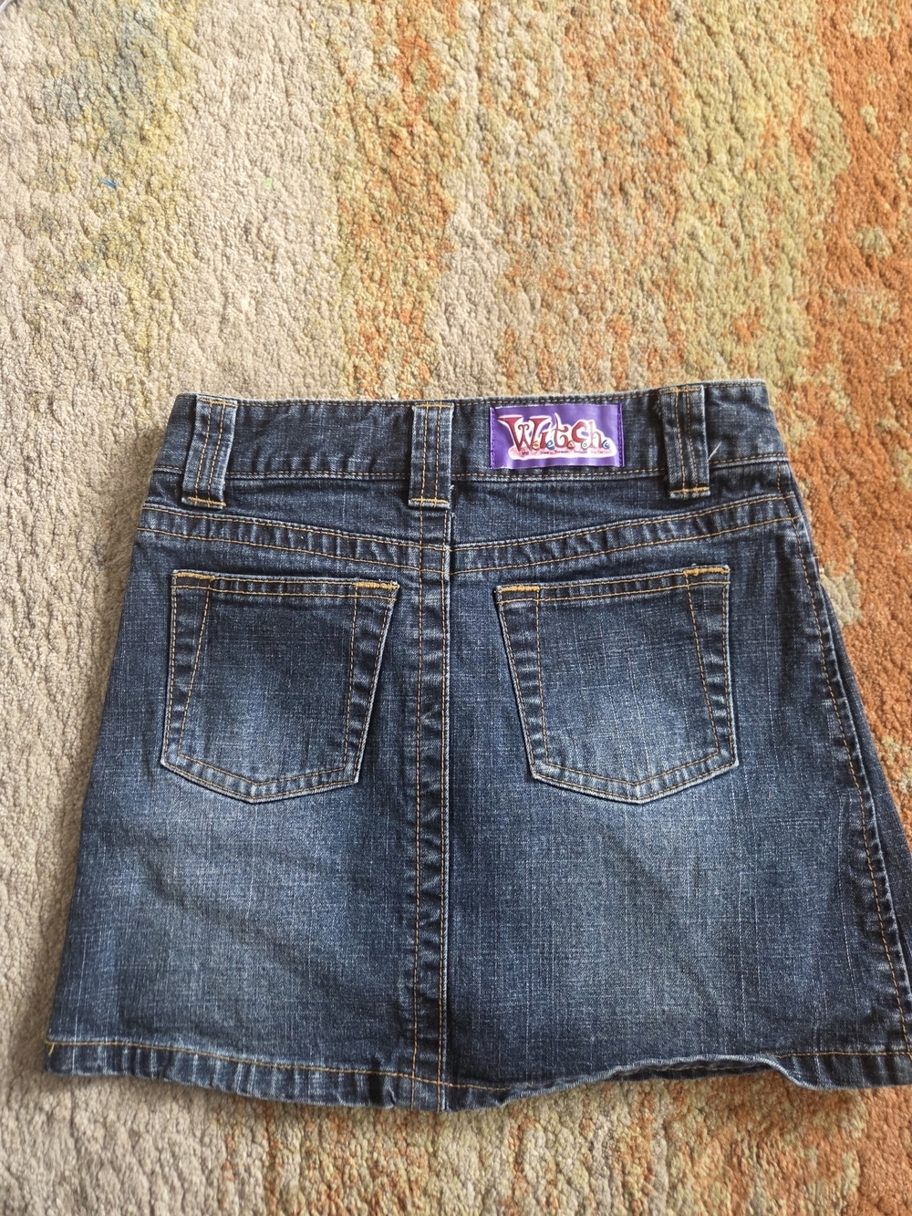 Vintage W.I.T.C.H. Cartoon   Dark Blue Denim Skirt with Character - Picture 3 of 3